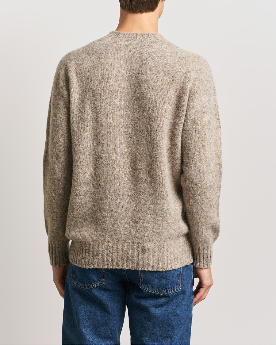 Sunspel Brushed Shetland Crew Neck Oatmeal Melange