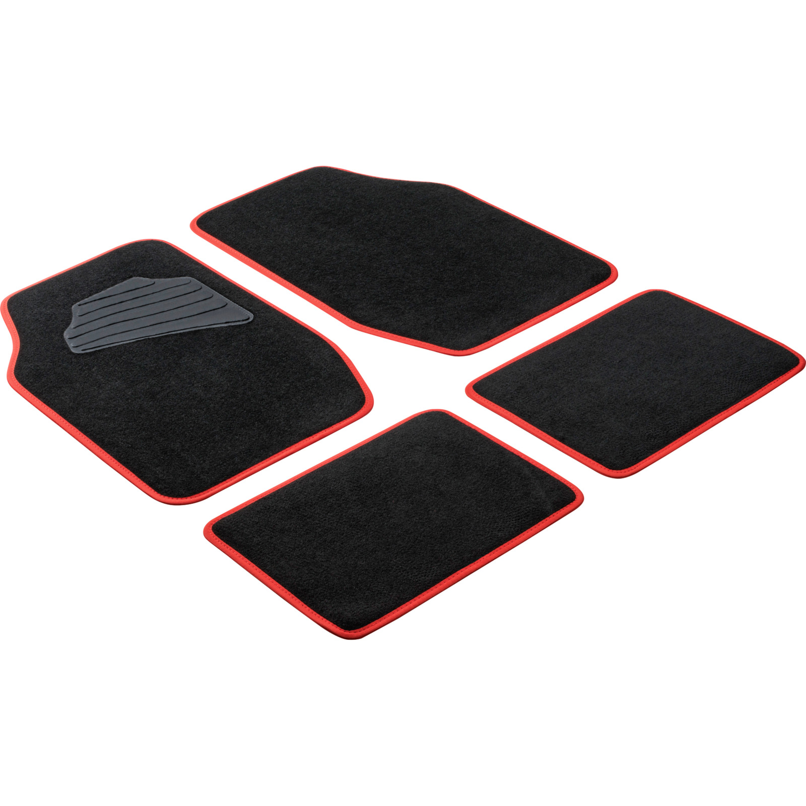 Autoteppich Matrix 4-teilig universal schwarz mit roter Umrandung