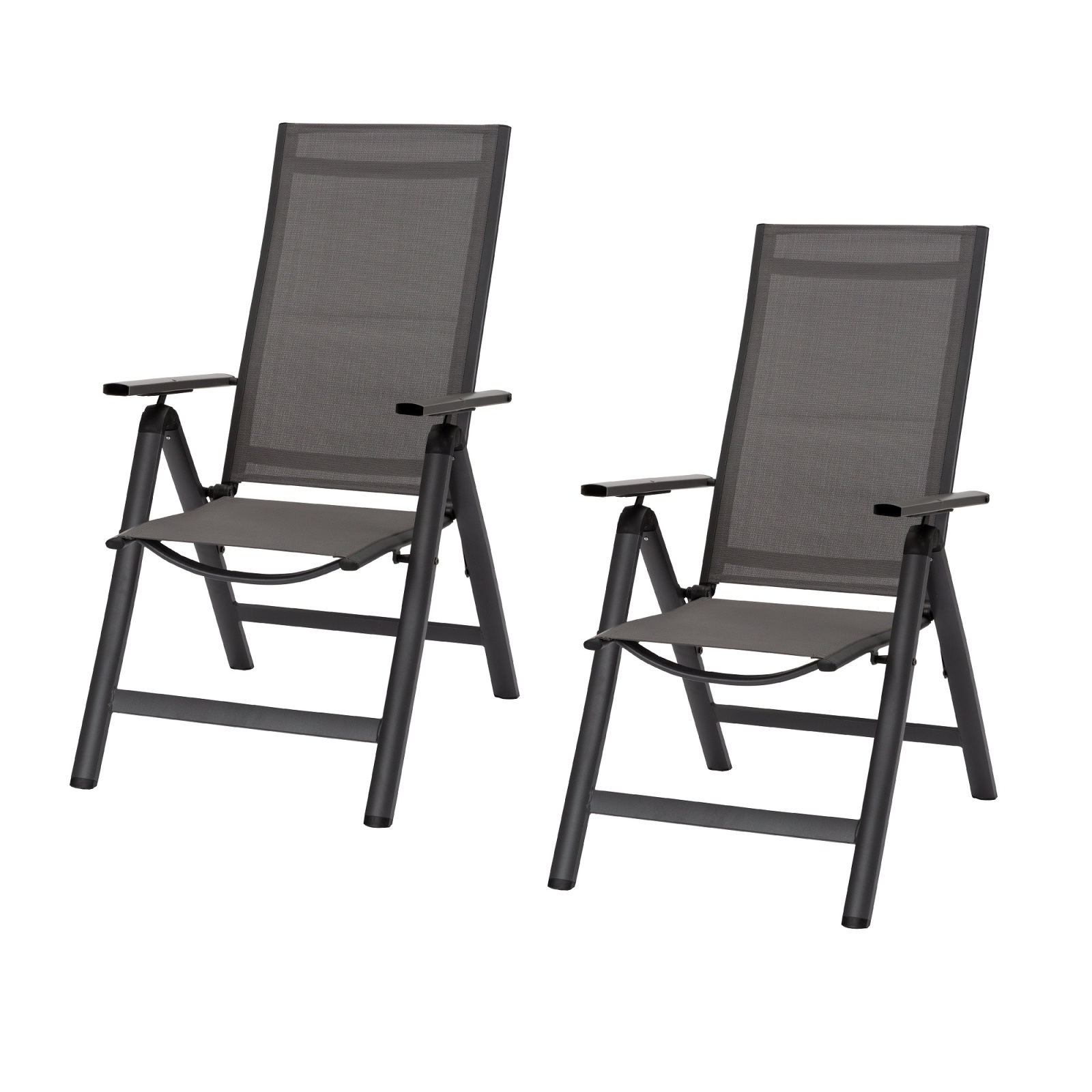 2-teiliges Gartenstuhl-Set - anthrazit - klappbar - 59x110 cm