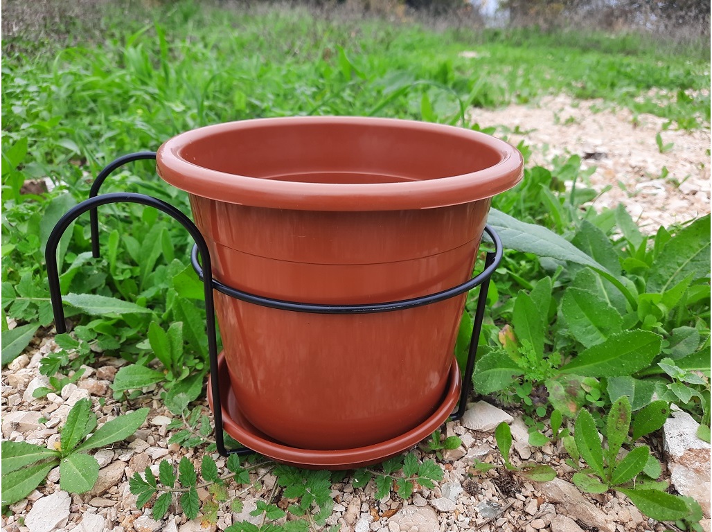 VASO REDONDO COM PRATO E SUPORTE Ø18CM