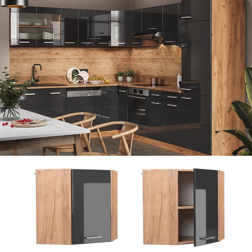 Vicco Eckhängeschrank Küchenschrank Küchenzeile R-Line 57 cm Goldkraft Anthrazit