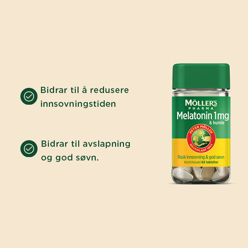 Möller's Pharma Melatonin 1mg og humle 60 tabletter