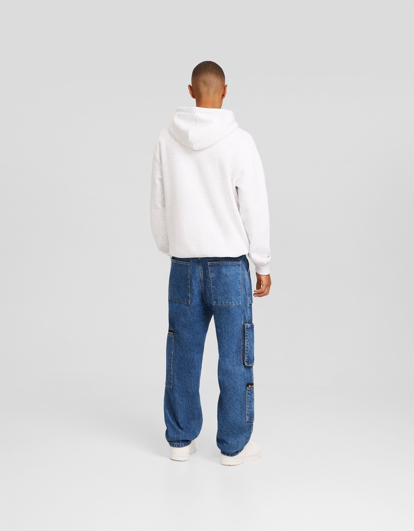 Calça cargo folgada com zíper