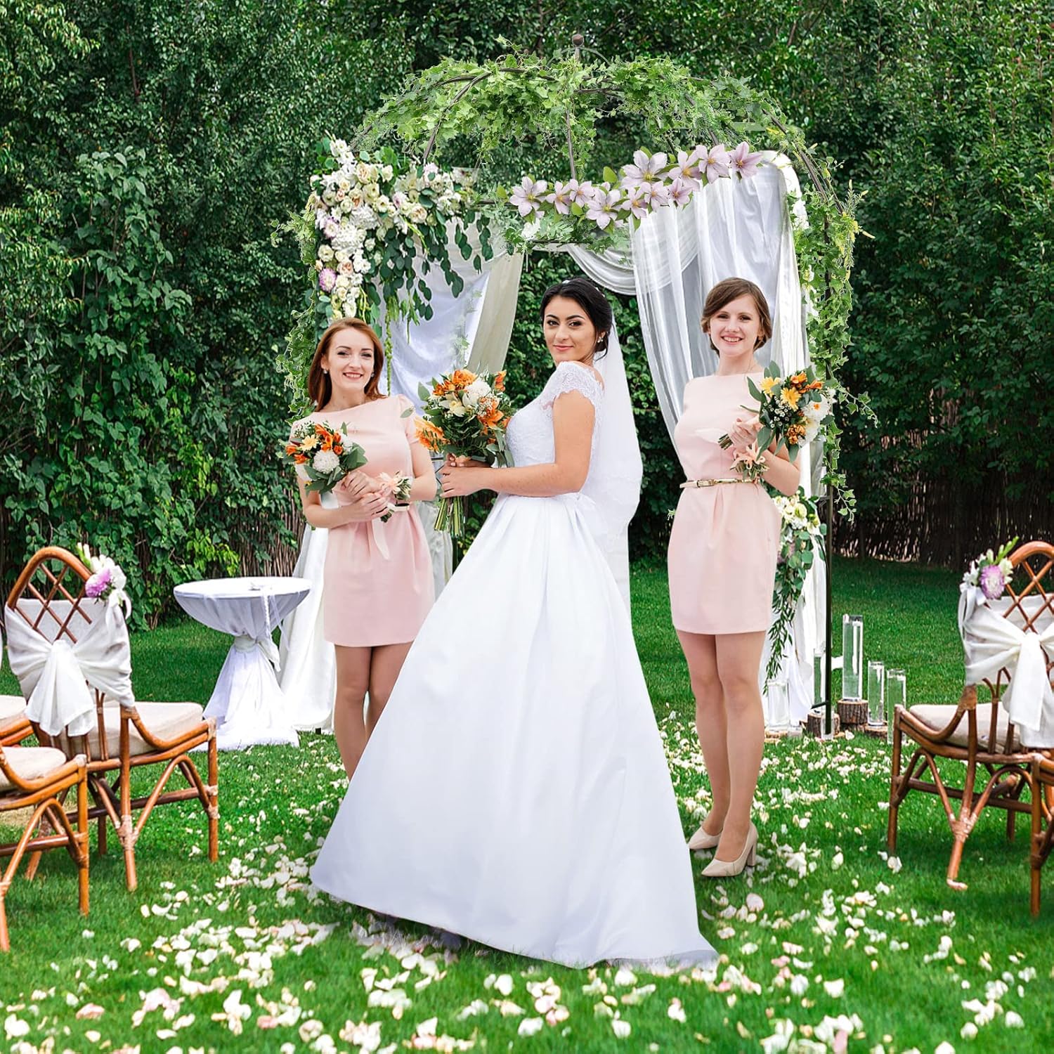 COSTWAY Rosenbogen, Metall Torbogen Rankhilfe Rankgitter Rankbogen Gartenbogen, Rosenpavillon für Kletterpflanzen, Hochzeit, 211 x 211 x 256 cm