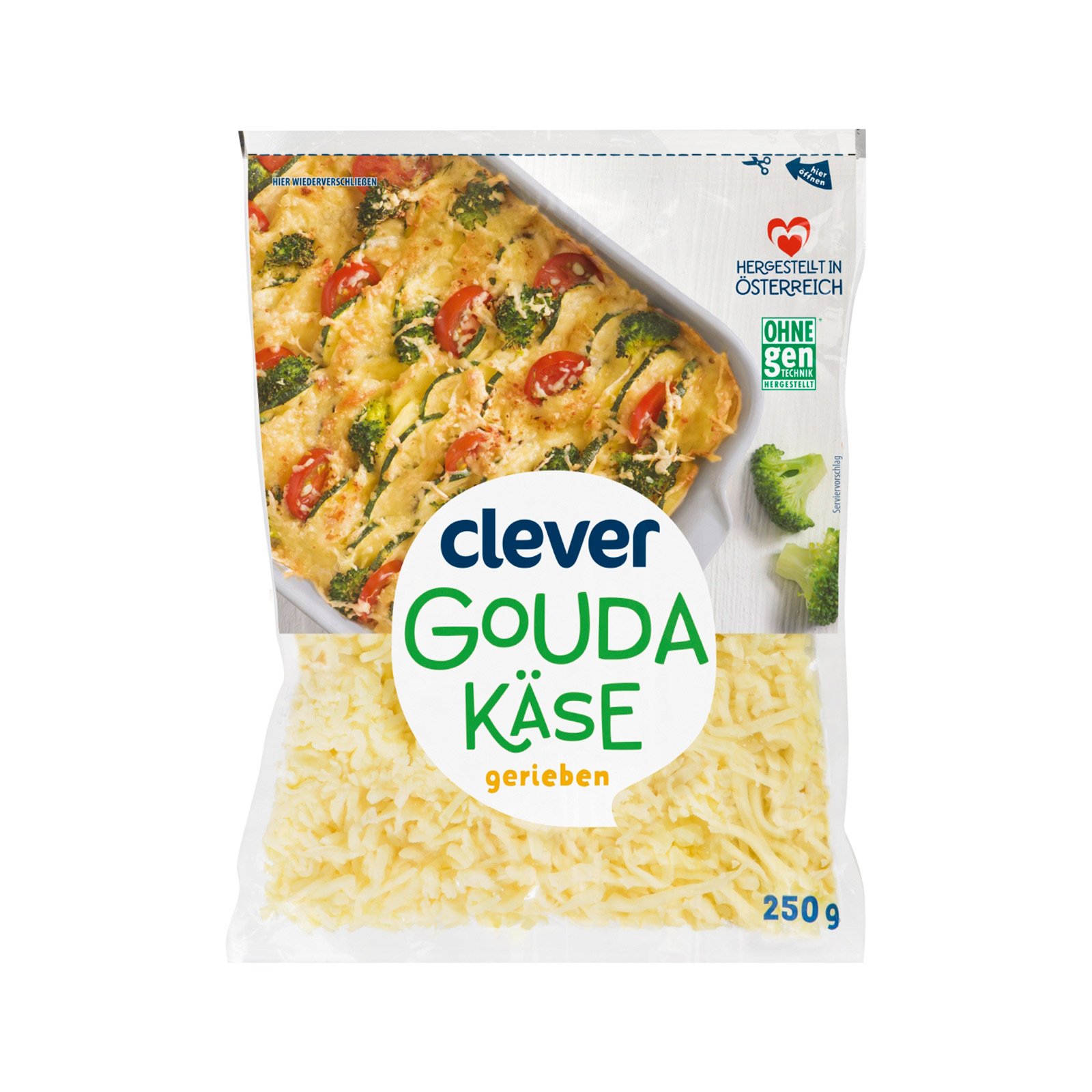 Clever Gouda gerieben