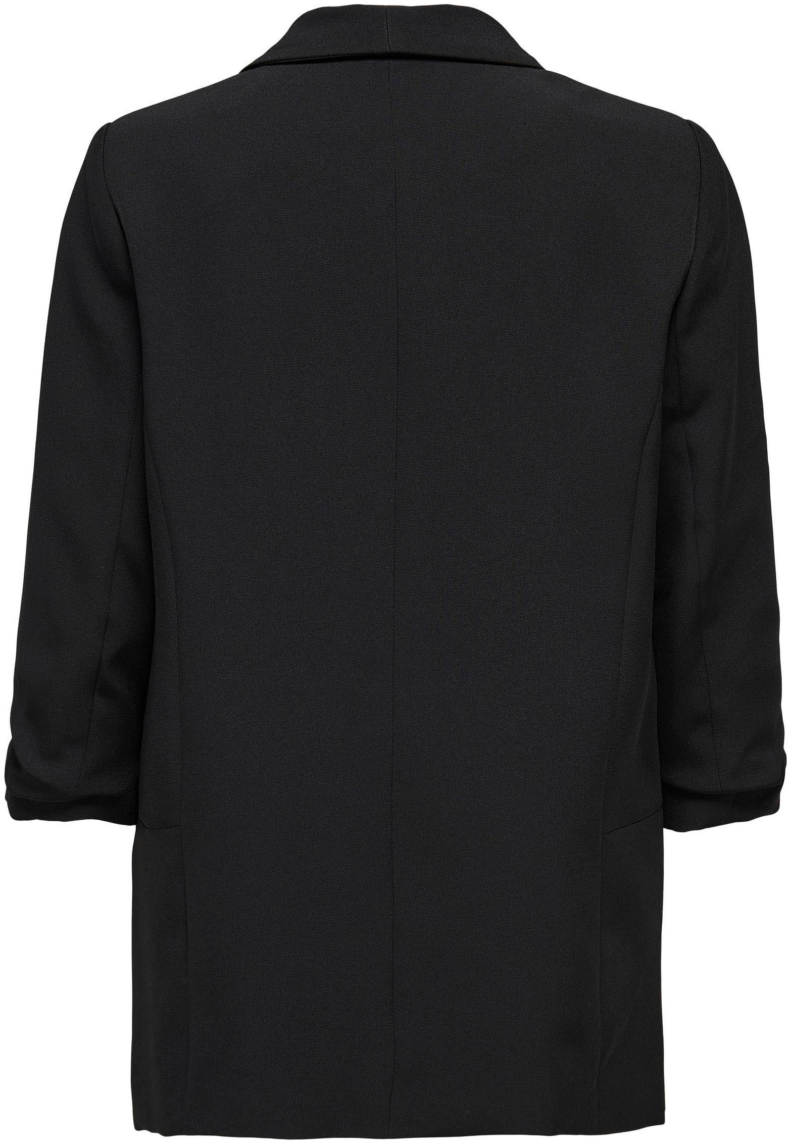 ONLY Kurzblazer »ONLELLA – Femininer Blazer mit 3/4-Ärmeln und Raffung«, regular fit, casual, Web, Kunstfaser, V-Ausschnitt