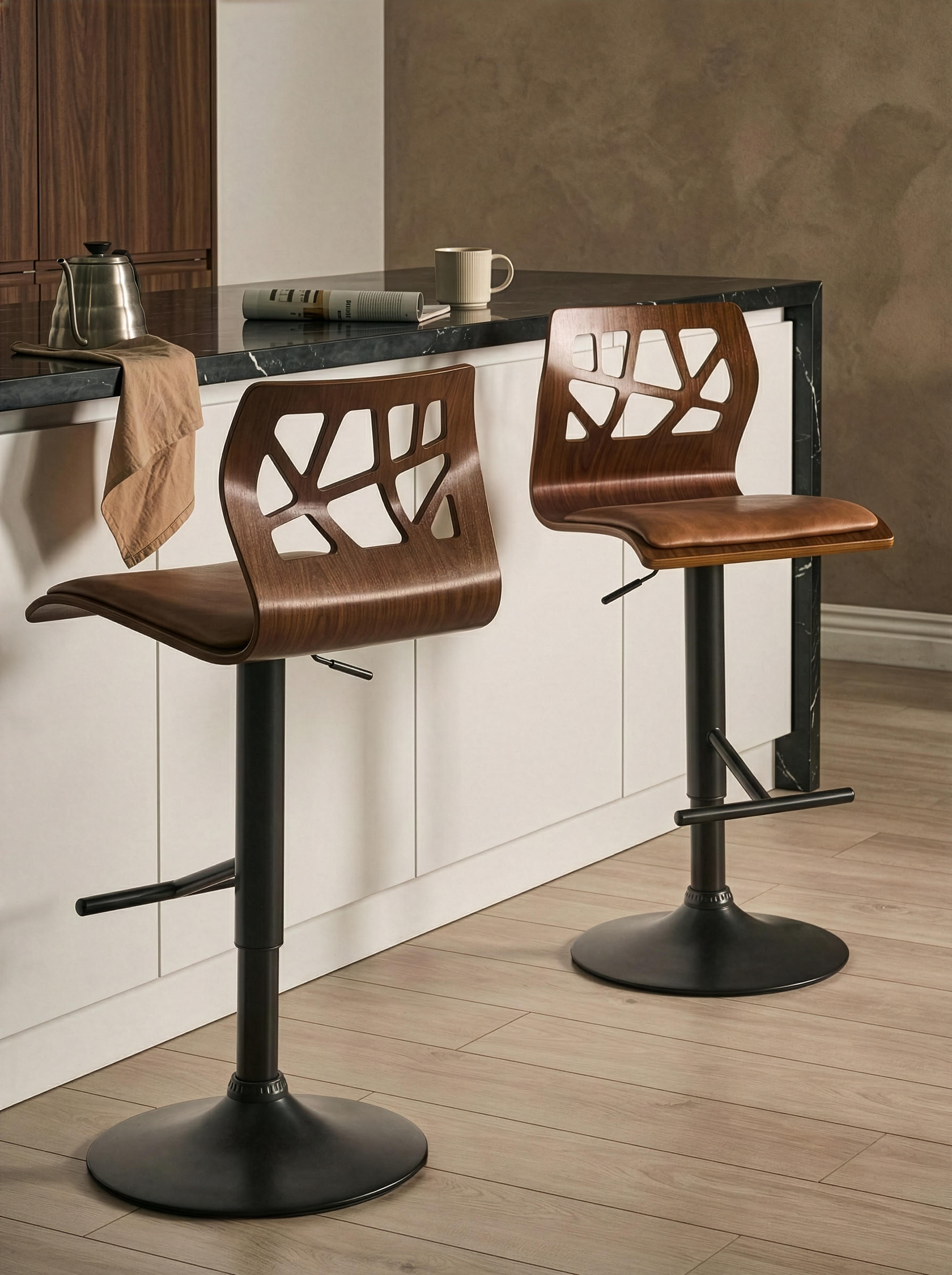 Set van 2 barstoelen PETERSBURG Kunstleer Bruin/zwart