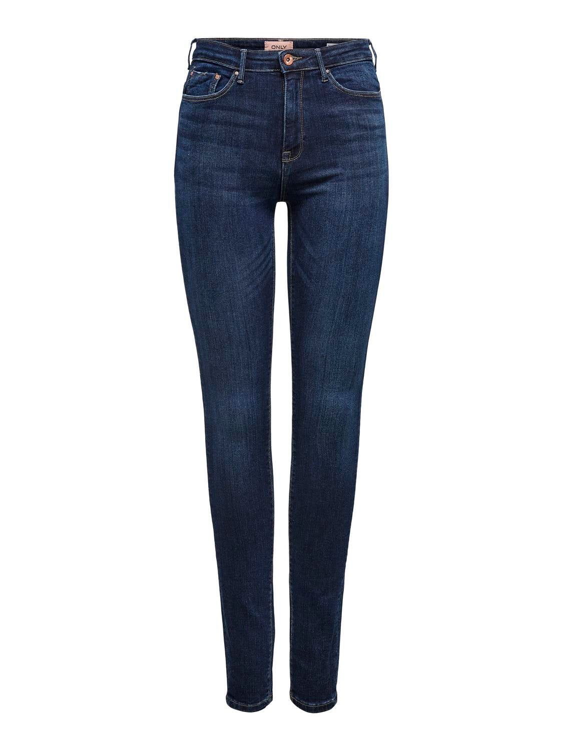 ONLPAOLA Hohe Taille Skinny Fit Jeans Dark Blue Denim