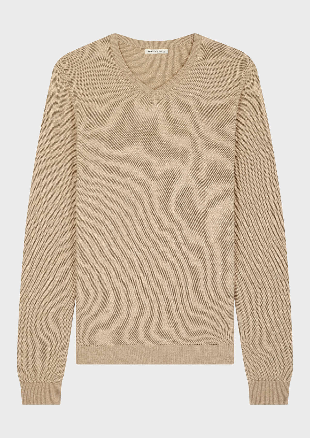Pull col V en coton uni beige