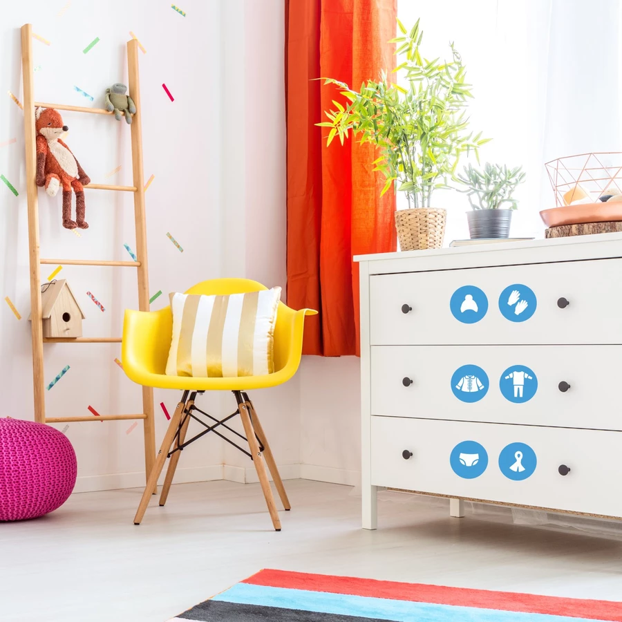 Nikima Möbelaufkleber Ordnungssticker für Kleidung weiß blau blau