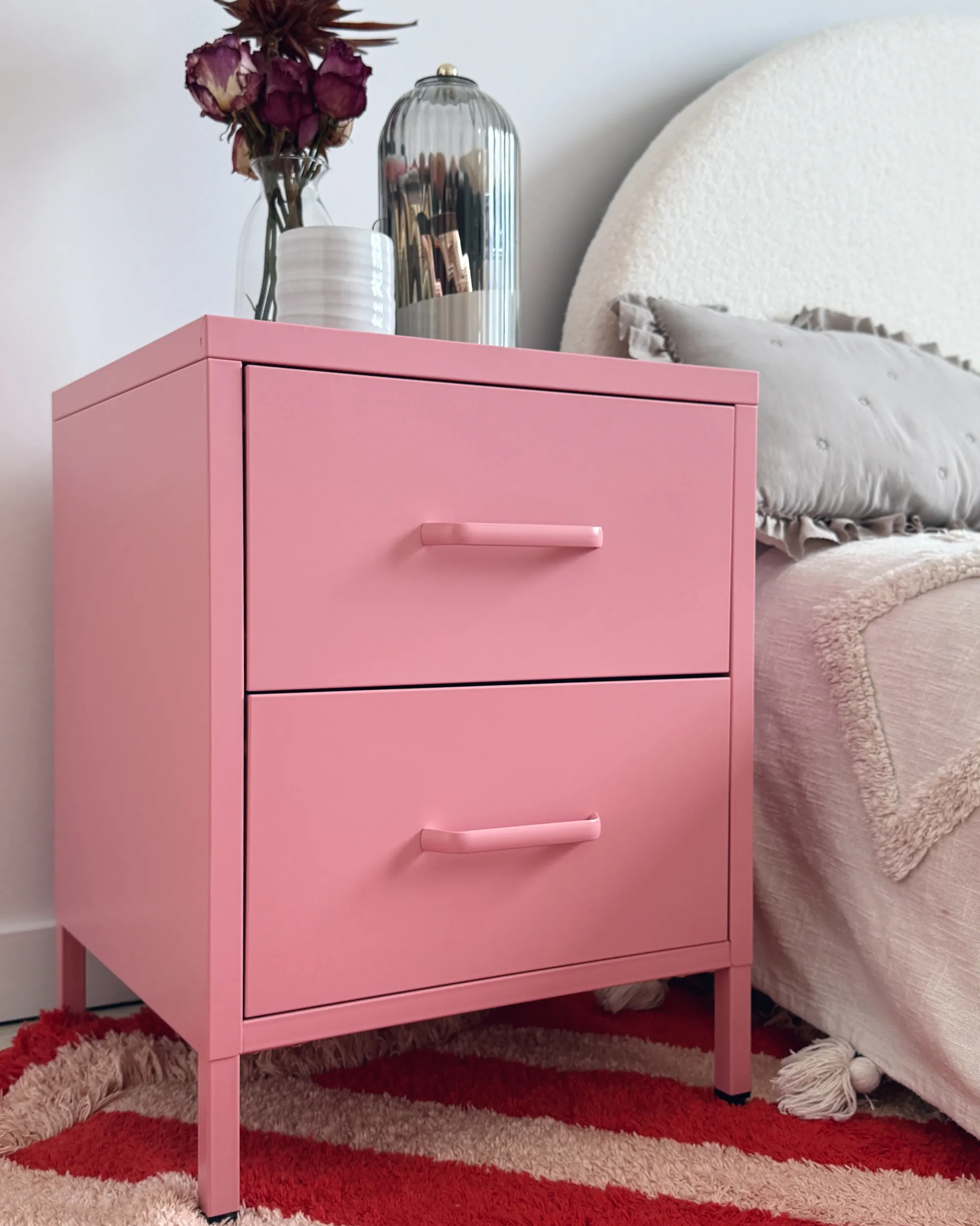 Nachtkastje met 2 lades MALAVI Metaal Roze