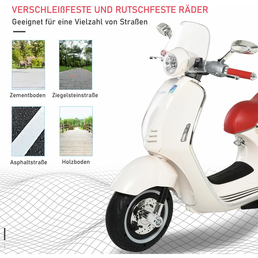 HOMCOM Elektrisches Kindermotorrad als Vespa weiß