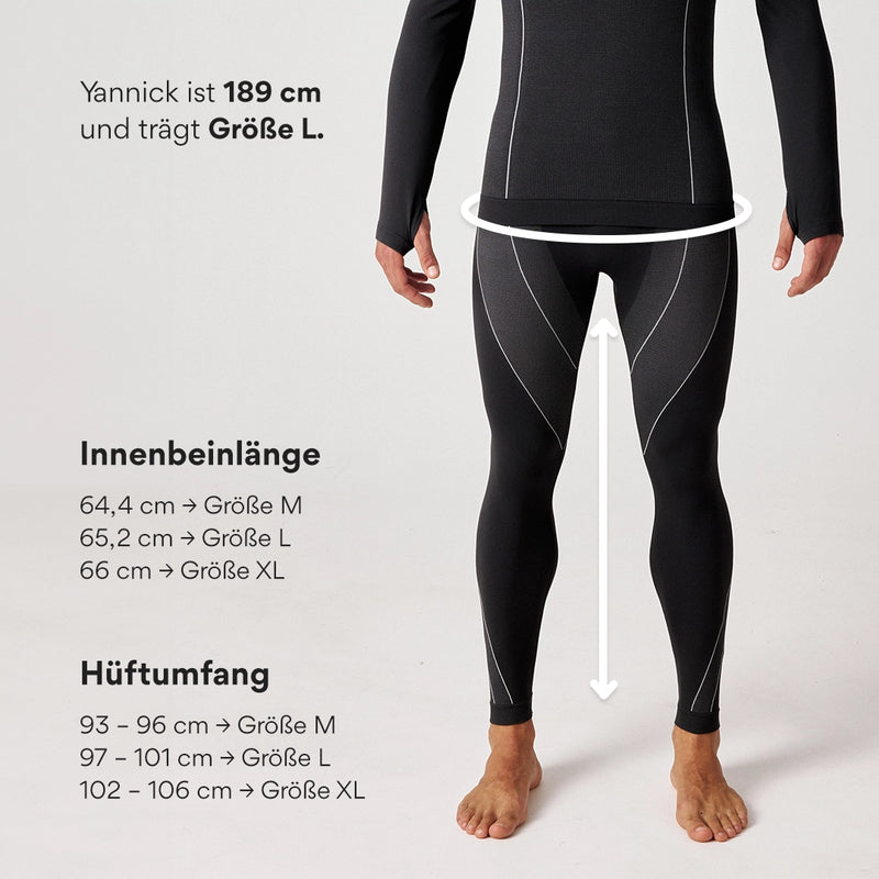 Thermounterhose Herren aus recyceltem Polyester Schwarz