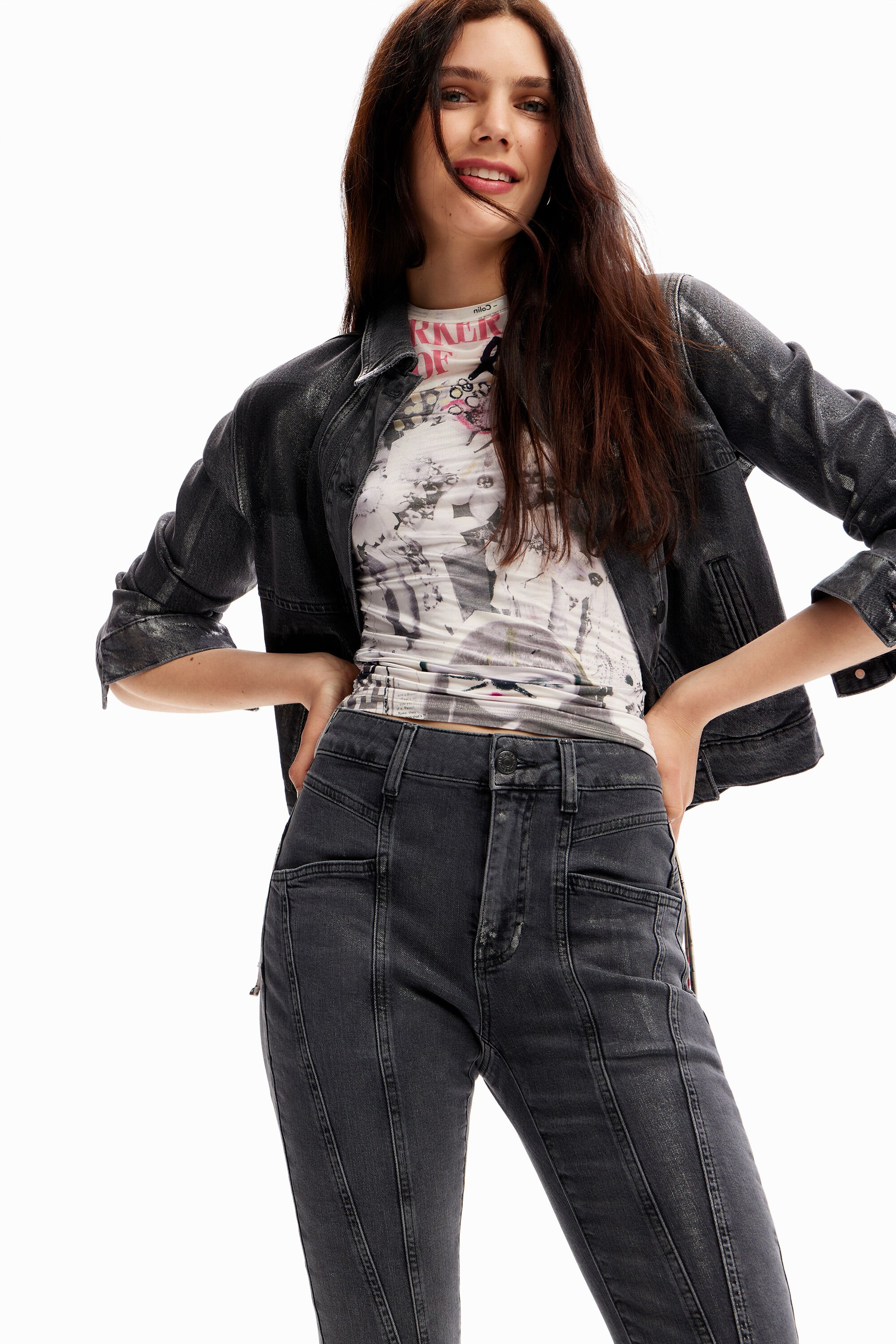 Jean skinny push-up métallisé
