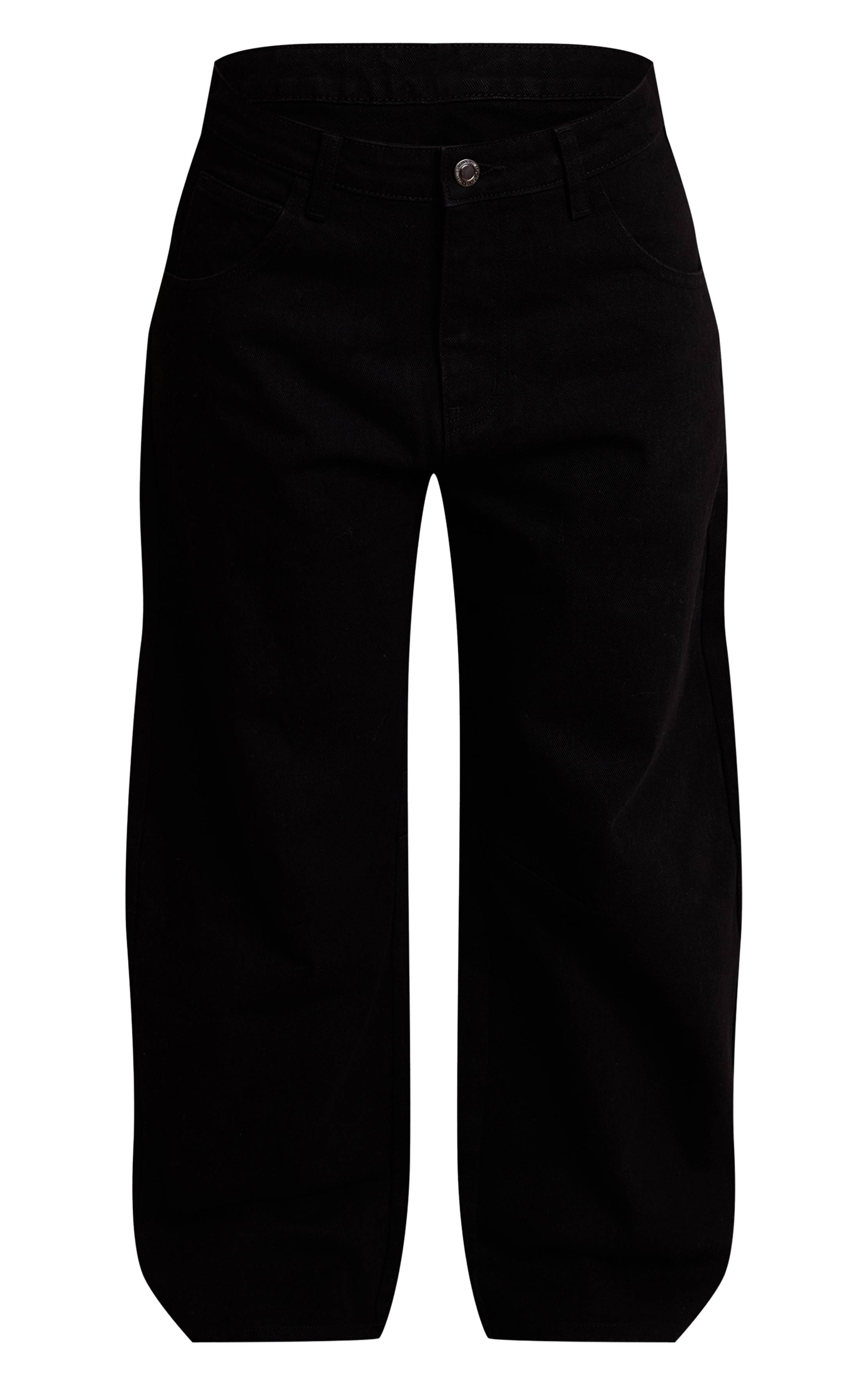 Noir Jean Barrel Blanc Petite Avec Détails De Couture