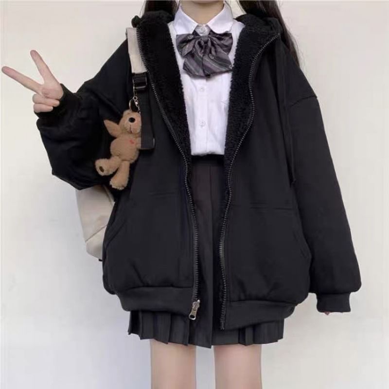 Sisyphi - Effen oversized hoodie met rits