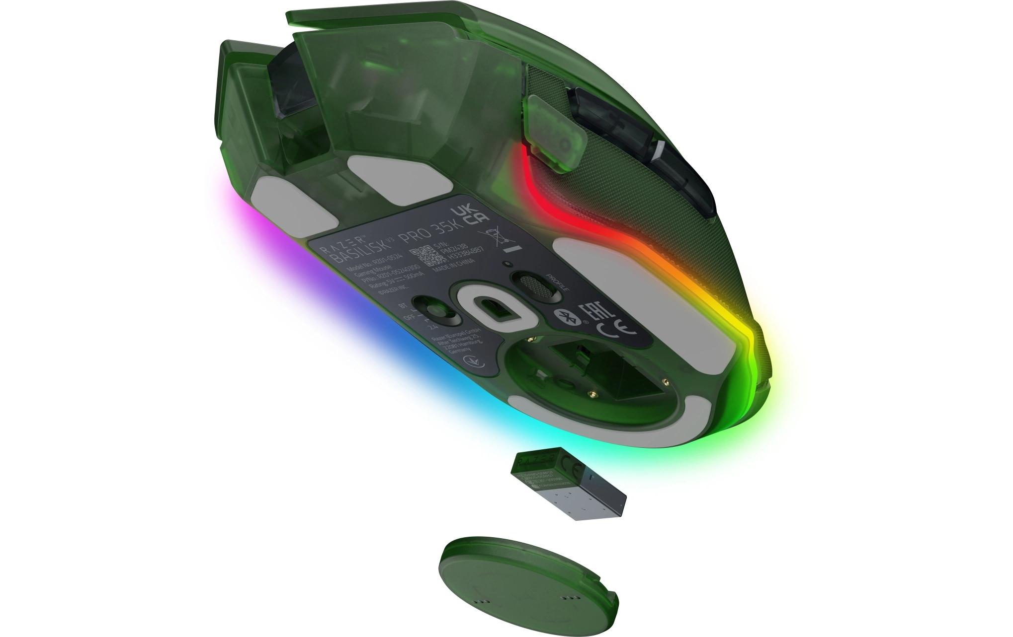 Gaming-Maus Basilisk V3 Pro 35K – Phantom Green Edition<br>Kabellose, ergonomische RGB-Gaming-Maus mit präzisem Sensor und anpassbarem Mausrad für perfektes Gameplay