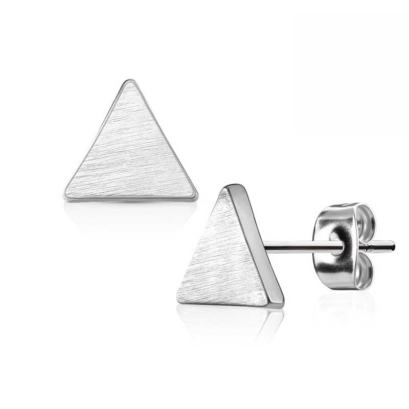 (1 Paar) 316L Edelstahl Ohrringe Ohrstecker Dreieck Matt - Silber