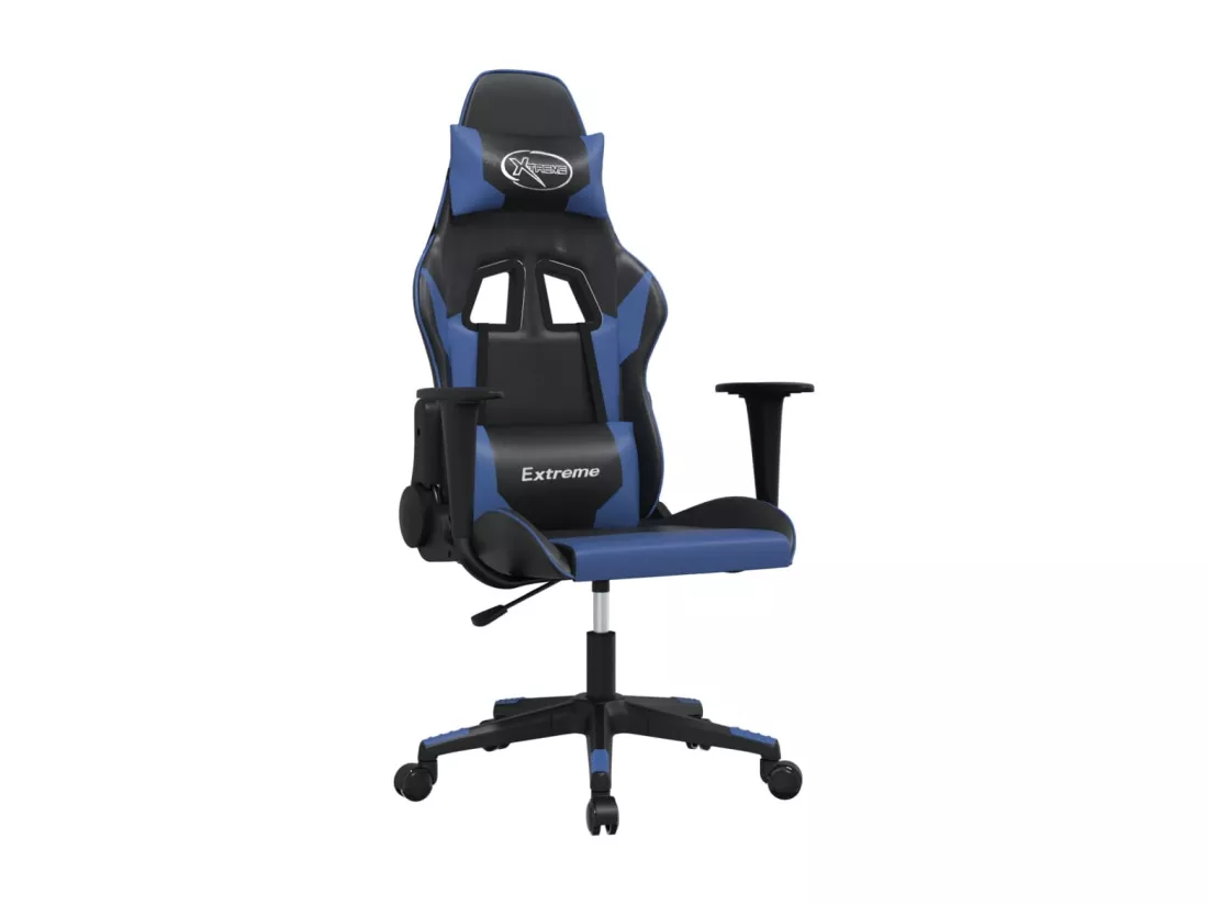 Chaise de jeu de massage Noir et bleu Similicuir