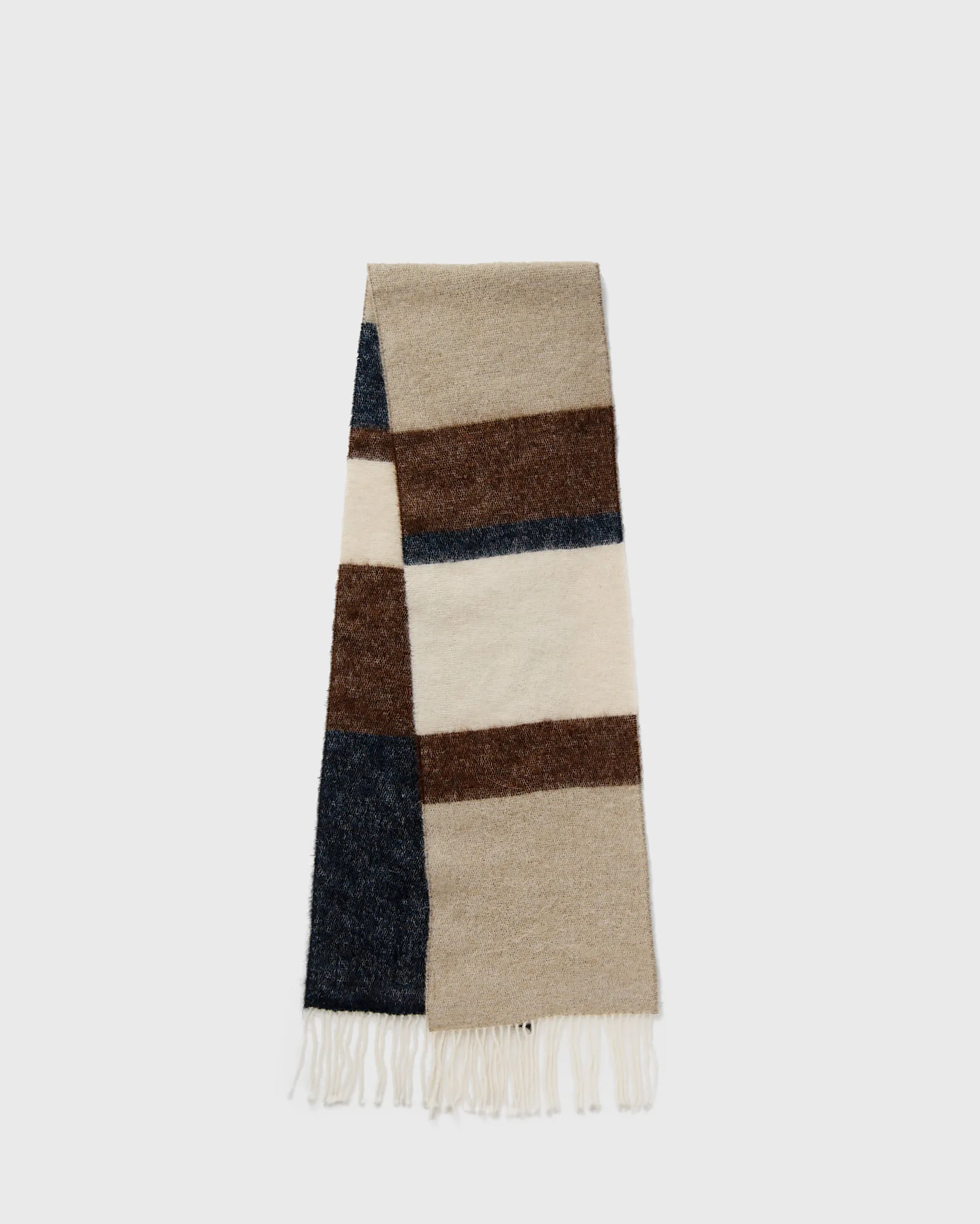 Ganni Striped Fringed Scarf