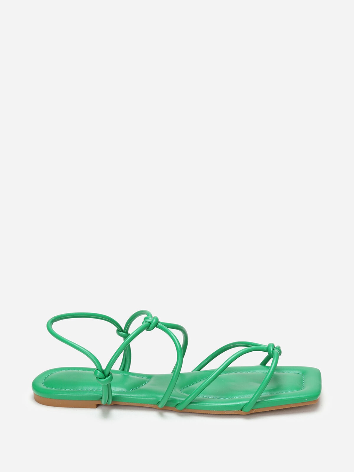 Sandales carrées à fines brides nouées- Vert