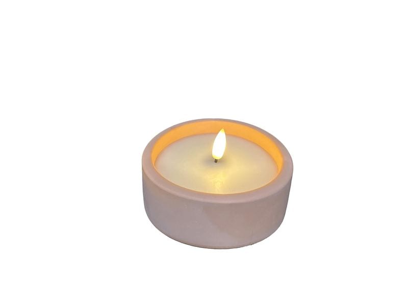 Dameco LED-Kerze Rosa LED Kerze im Zement Topf