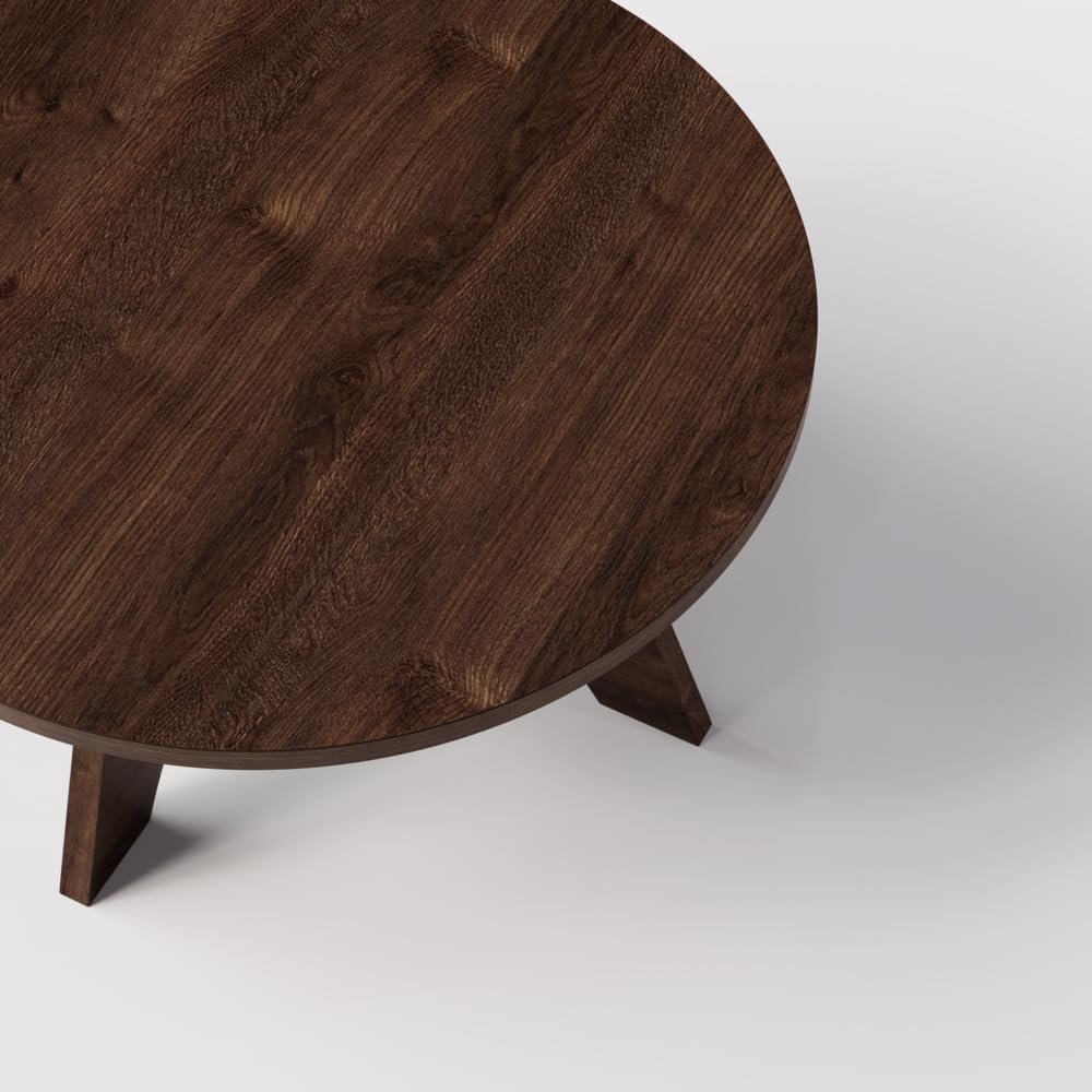 Runder Couchtisch Yuko Ø90 cm Schokoladenbraune Eiche