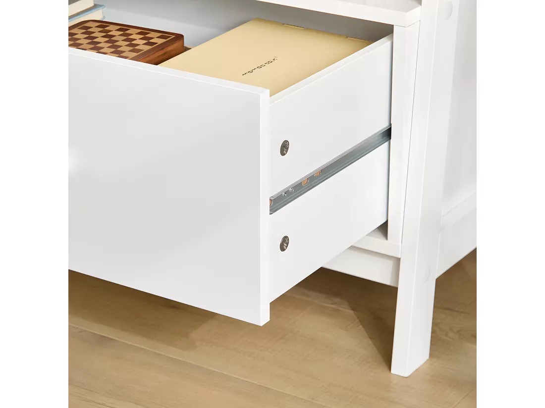 Bibliothèque Étagère style échelle de 4 niveaux et 1 tiroir –Blanc, FRG116-K-W