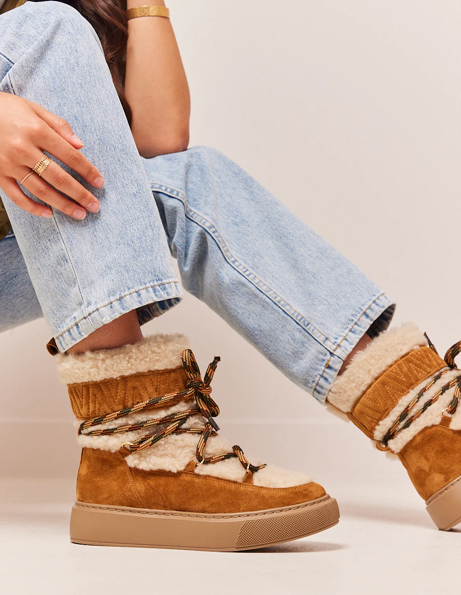 Bottes fourrées Sarah - Suède ambre