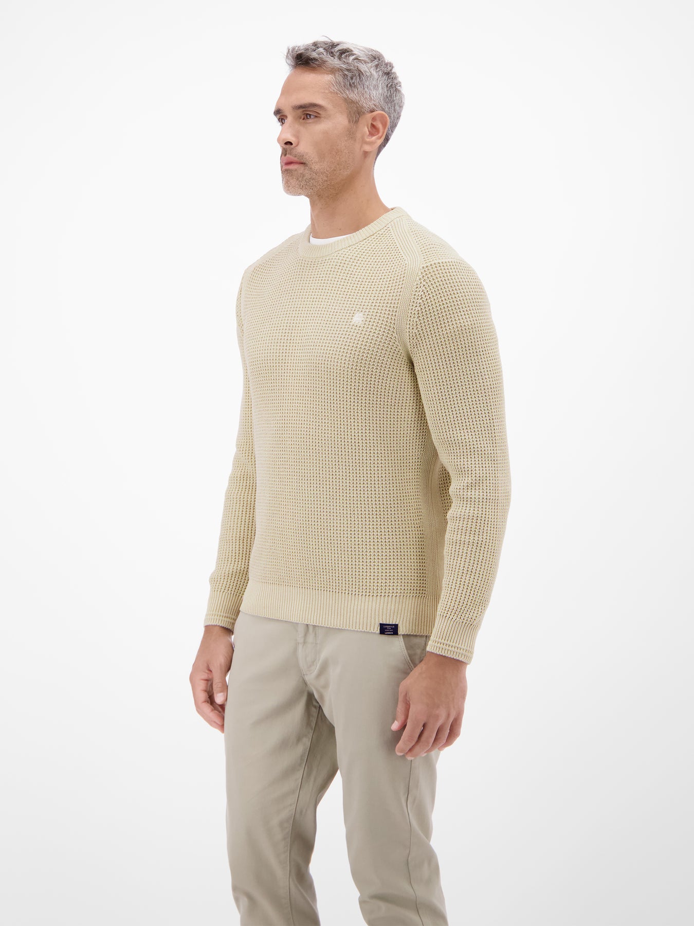 Herren Crewneck-Stricker in Strukturqualität