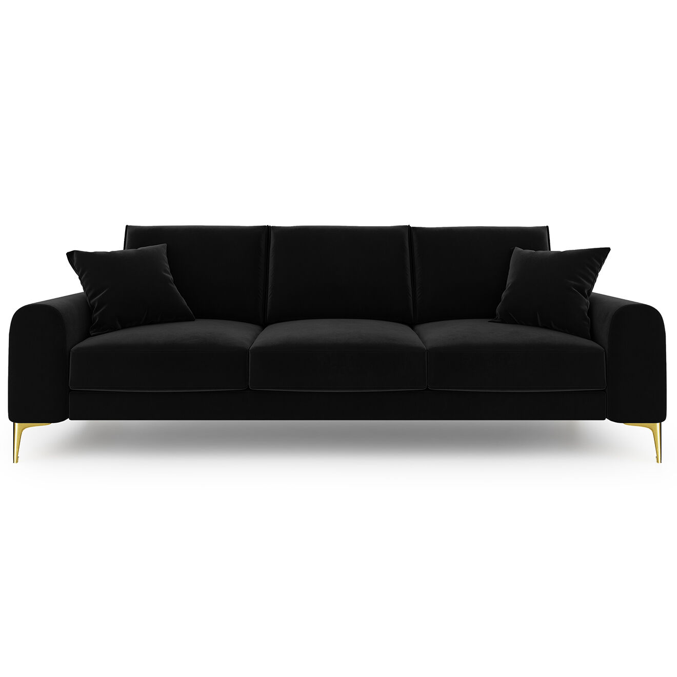 Mazzini Sofas Canapé Velours Madara noir - 222x102x90 cm