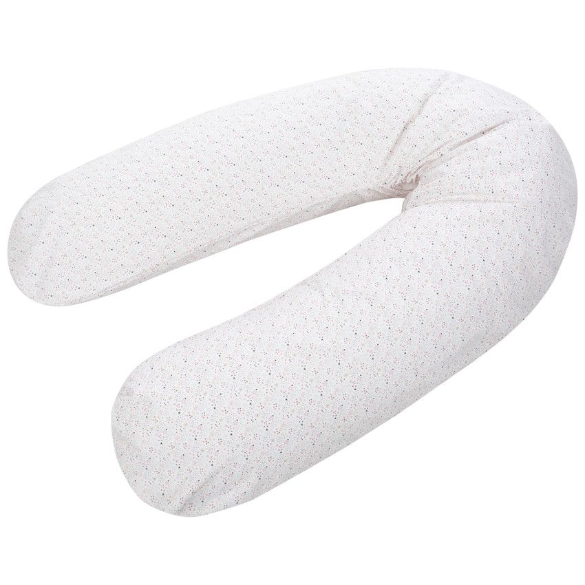 Housse coussin d'allaitement 190cm - Étoiles roses - Ecru
