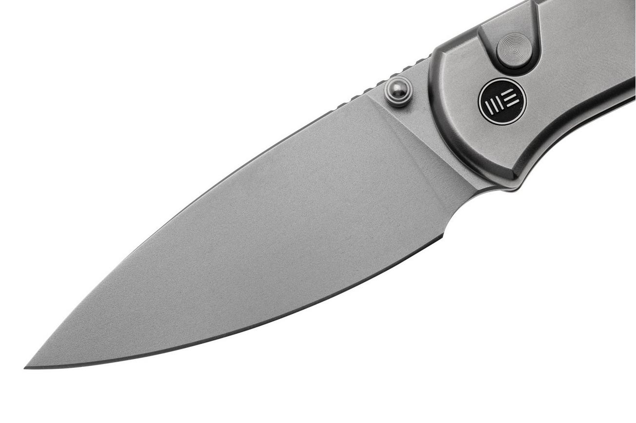 WE Knife Qubit WE22030F-2 Blasted CPM 20CV, Polished Bead Blasted Titanium, zakmes