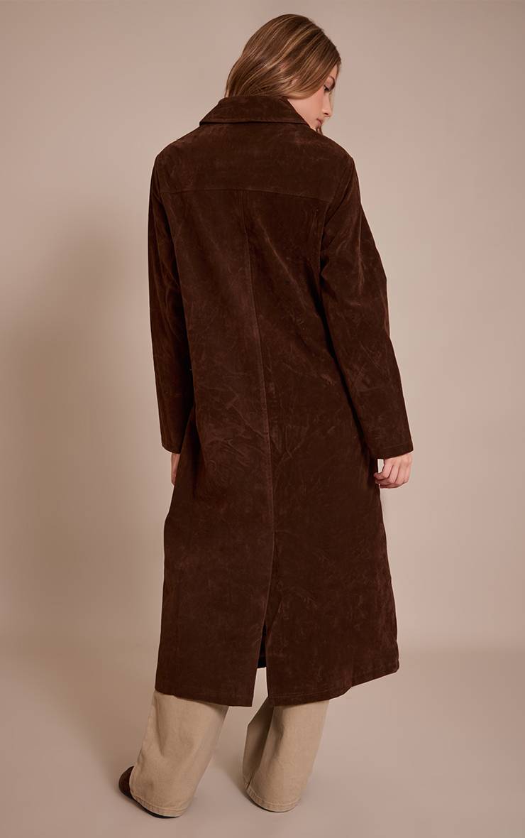 Chocolat Manteau Long En Synthétique À Boutons