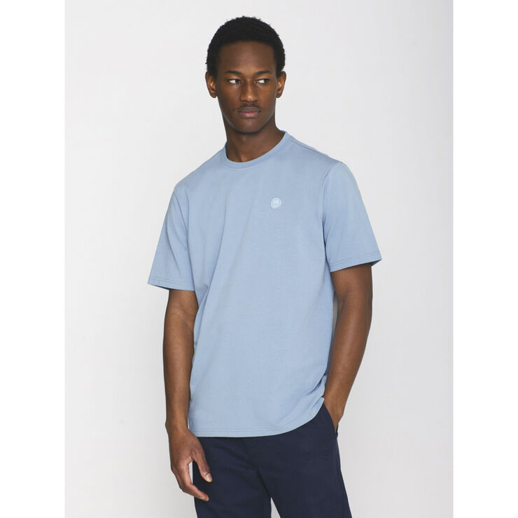 Knowledge Cotton Apparel LOKE badge tee - Regenerative Organic Certified� - GOTS/Vegan Asley blue