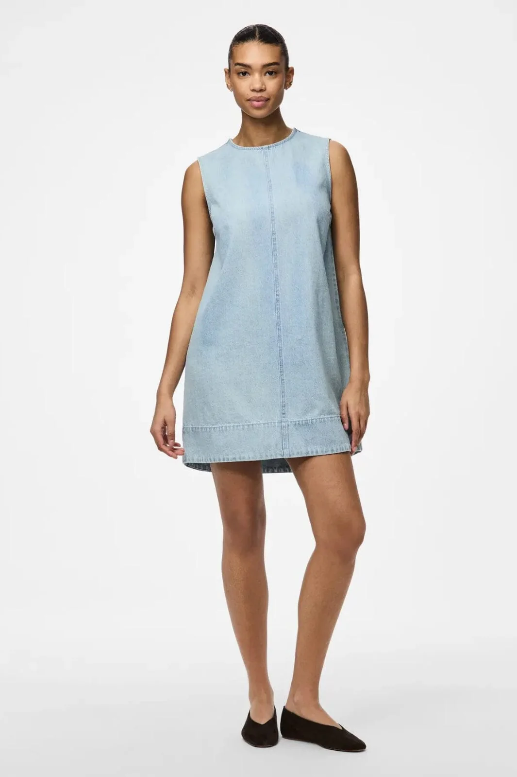 Pieces Pcflora Sl Mini Denim Dress