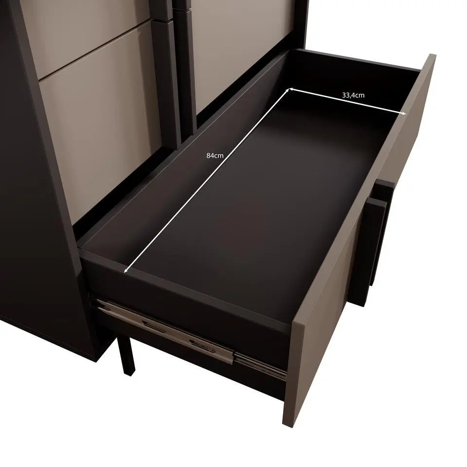 Meubella - Antigo - Kledingkast 2 deurs - Beige/Antraciet - 93x60x195 cm