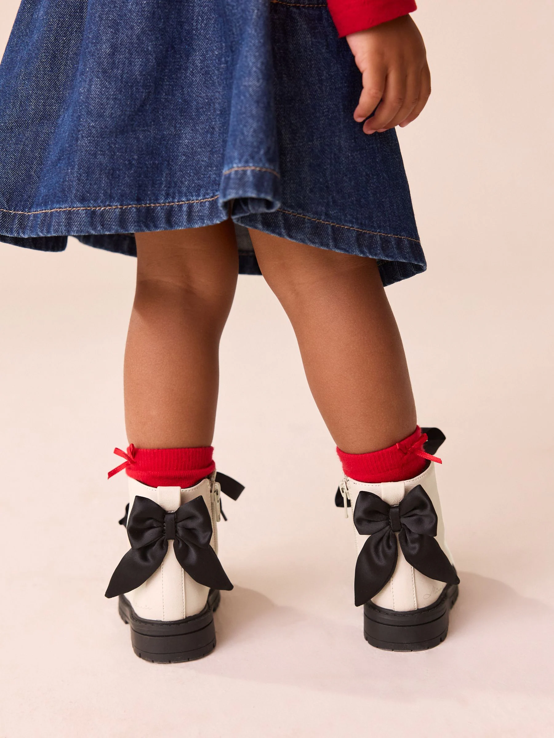Neutraal - Minnie Mouse Bow Detail Lace Up Enkellaarsjes
