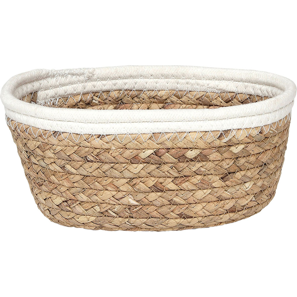 Panière ovale naturelle blanc 21x16cm