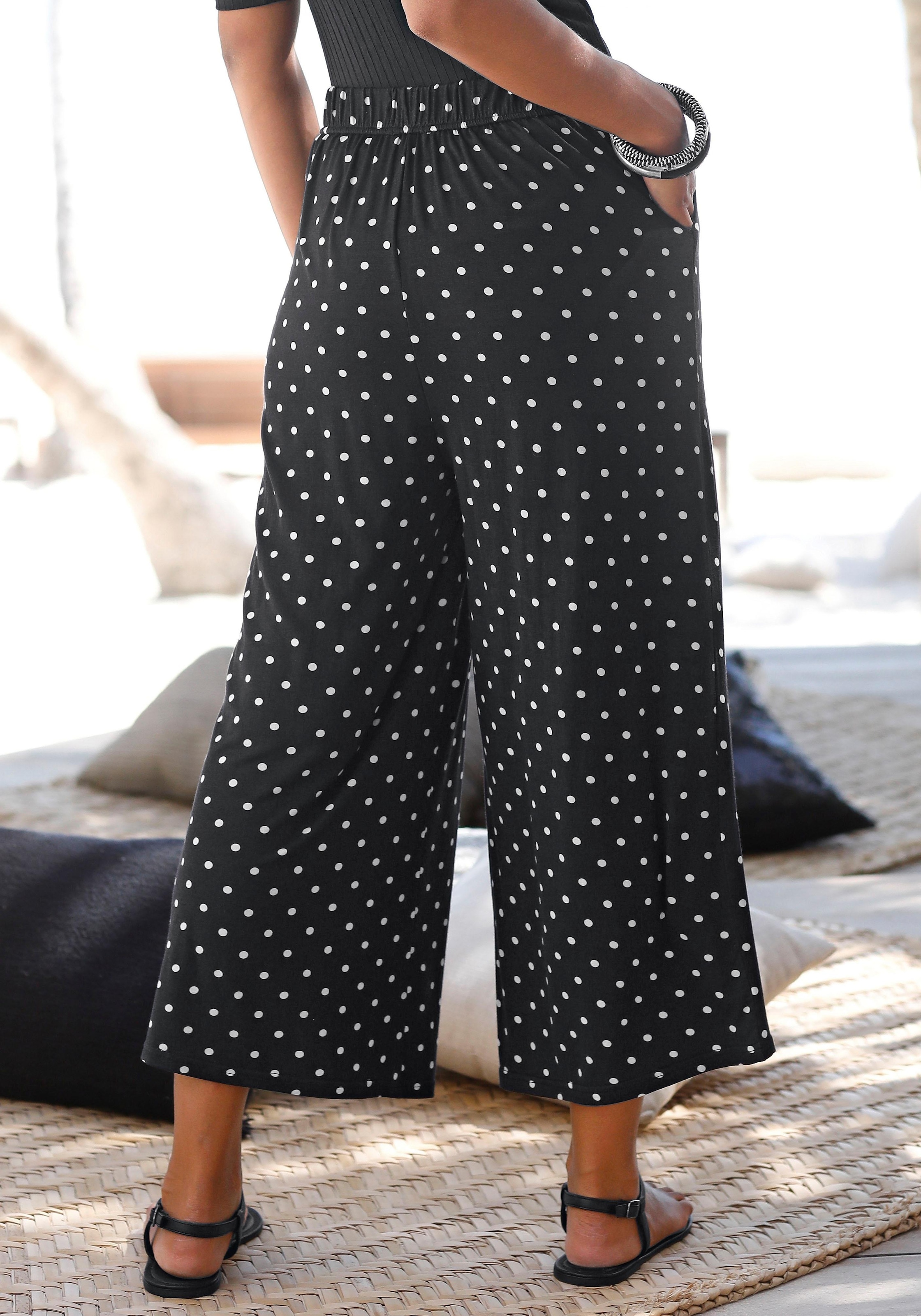 LASCANA Culotte  mit Punktedruck und Taschen, elatischer Bund, 7/8-Hose, Jerseyhose