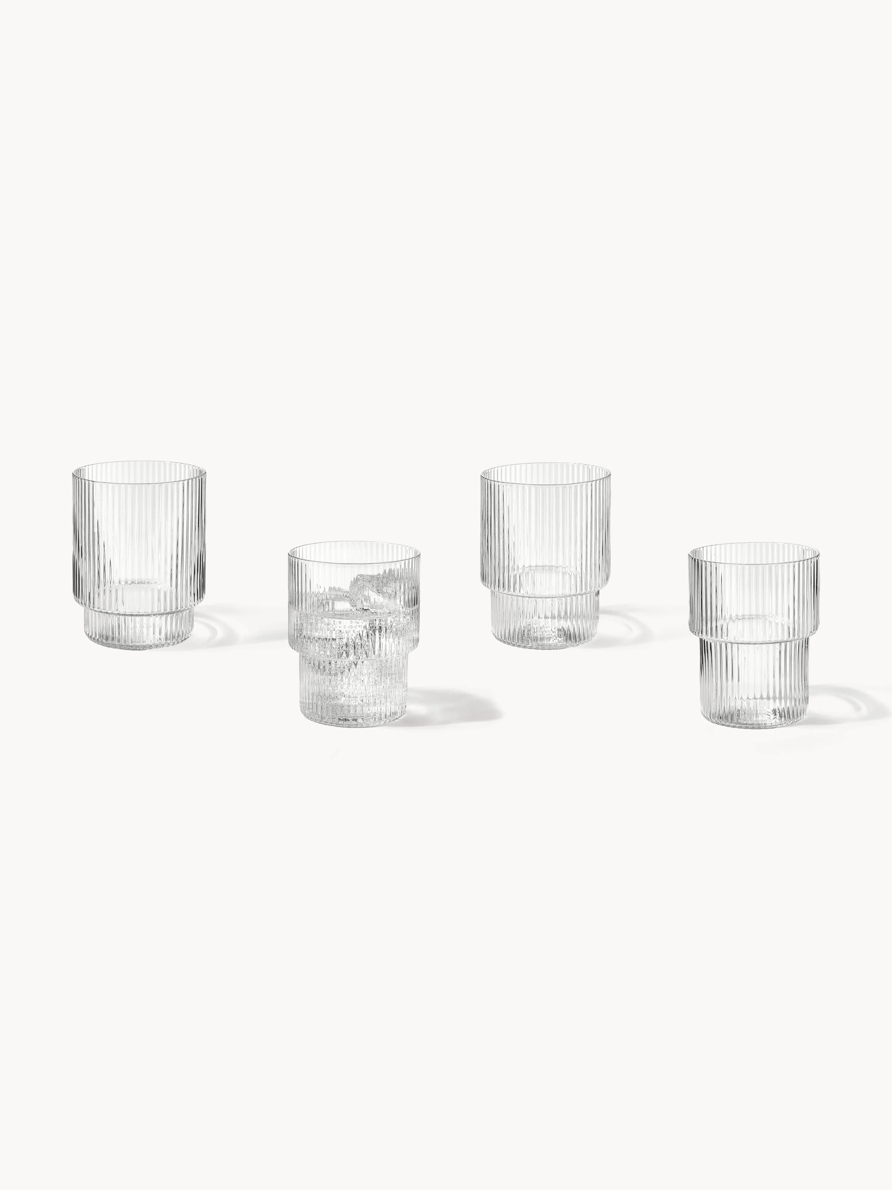 Mondgeblazen tumblers Ripple met groefreliëf, 4-delig