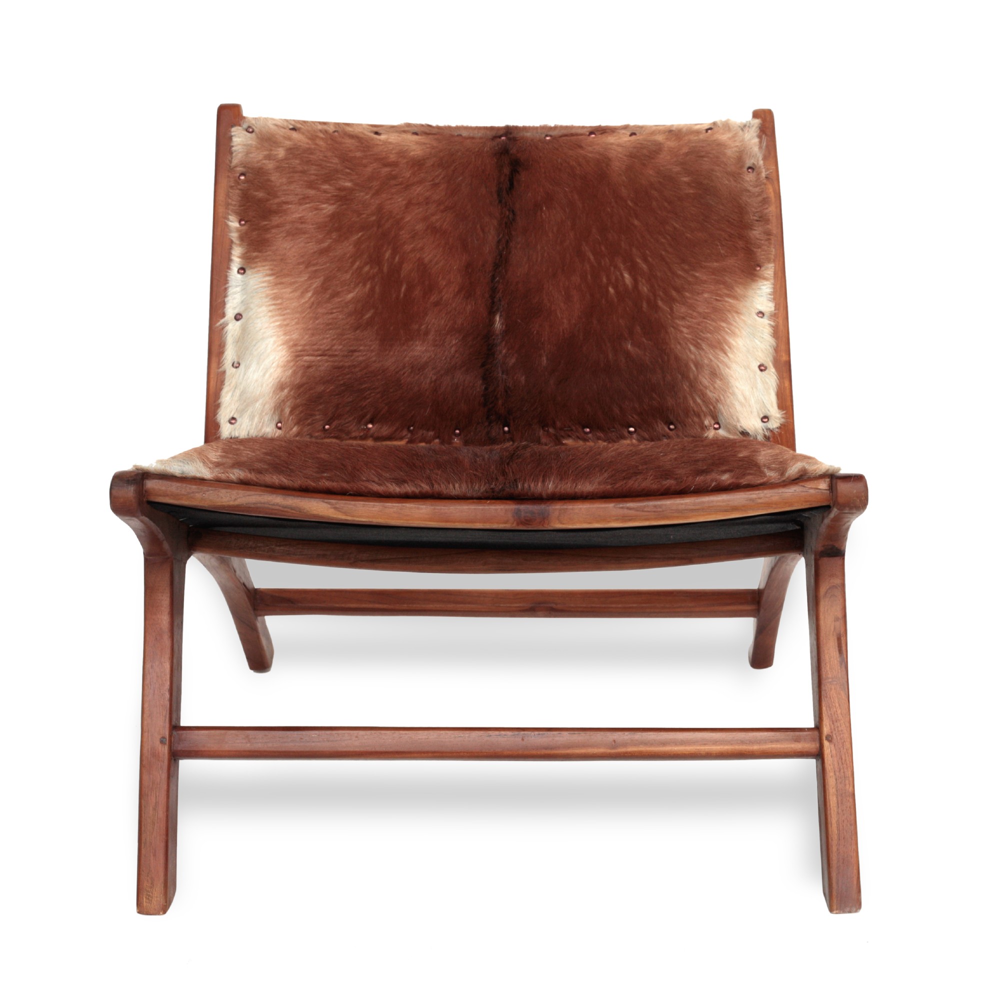 Lounge Stuhl 'Harare', weiß, braun, beige, T 80 cm, B 66 cm, H 69 cm von fischer's lagerhaus