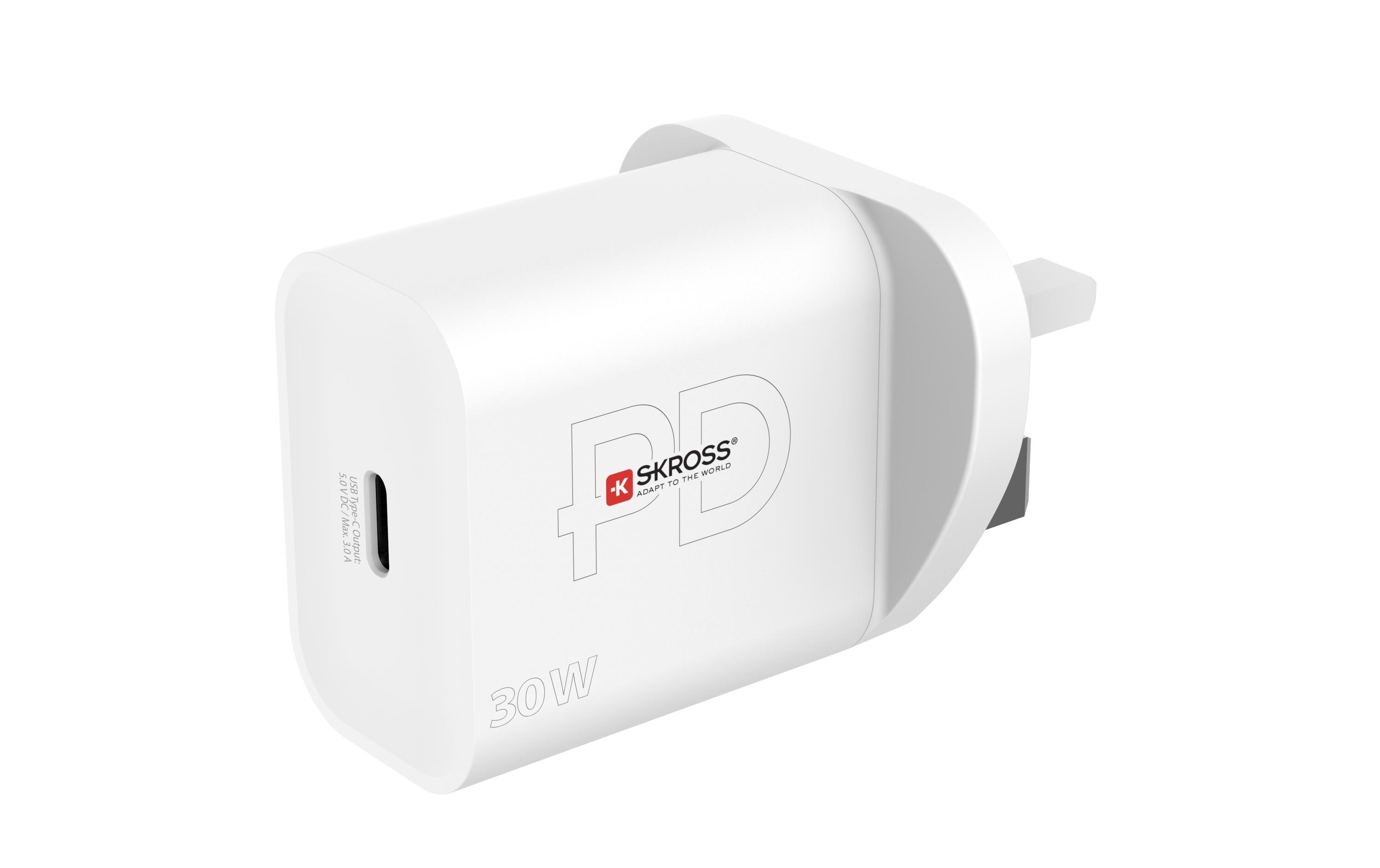 USB-Wandladegerät USB-C Power Delivery, UK, 30 W, WeissKraftvolles USB-Wandladegerät für zu Hause und unterwegs