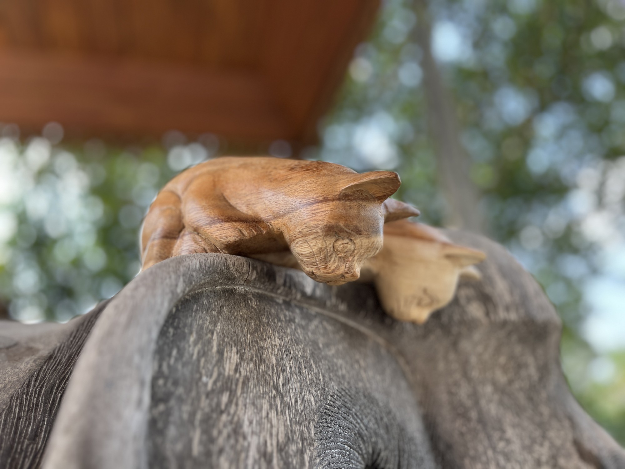 Holz-Figur 'Katze', natur, B 8 cm, L 19 cm, H 9 cm von fischer's lagerhaus