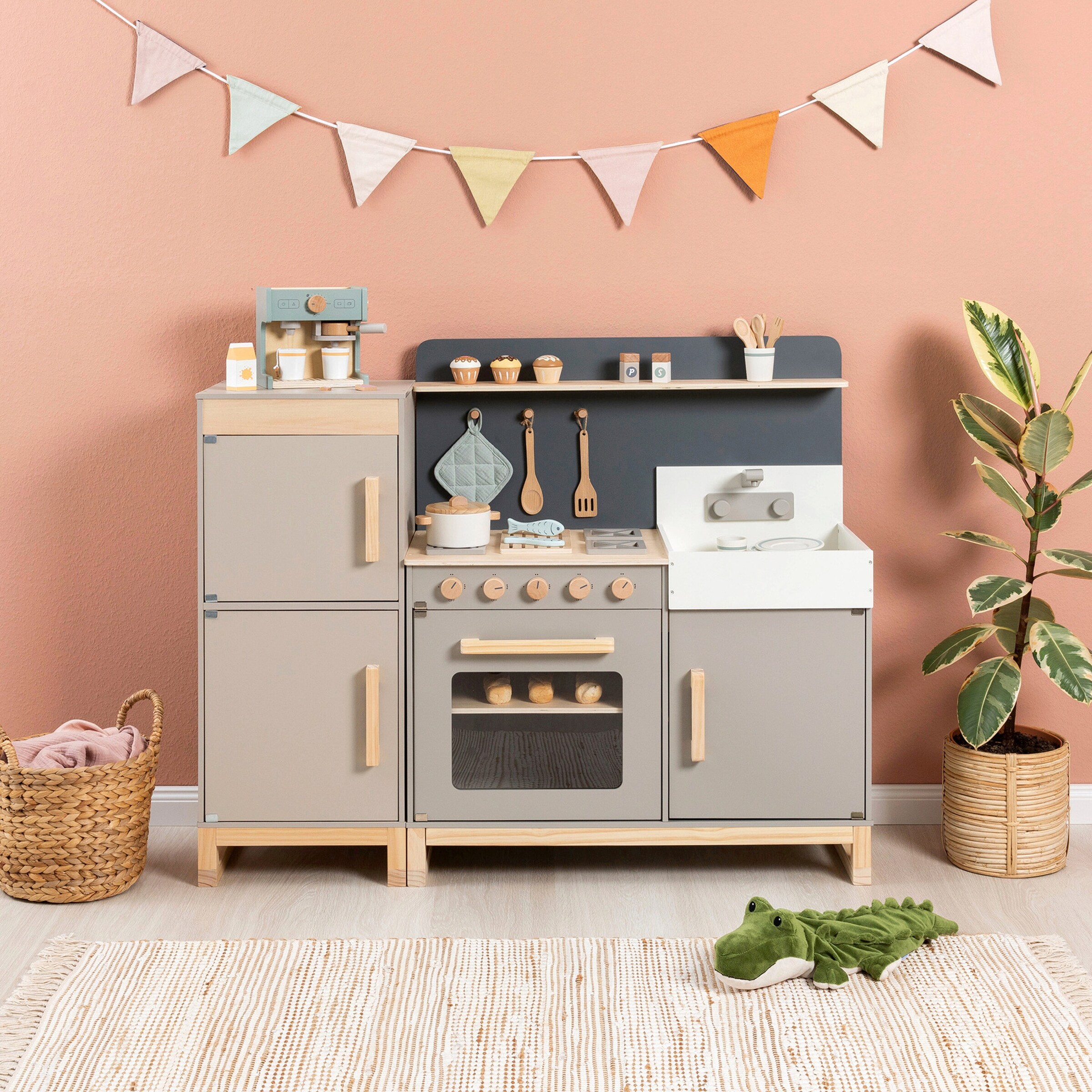 MUSTERKIND Kinderkühlschrank Ficus warmgrau/natur