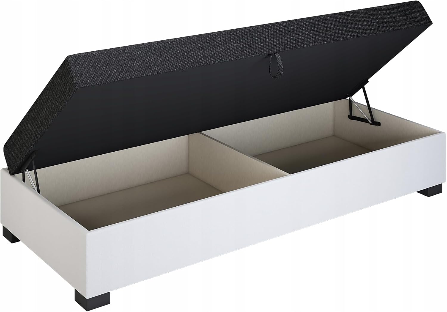 Boxspringbett Lola 120x200x38 cm mit Schaumstoff Matratze, Bett mit Matratze, Polsterbett mit Bettkasten, Gepolstertes Einzel Bett, Schlafsofa - Dunkelgrau