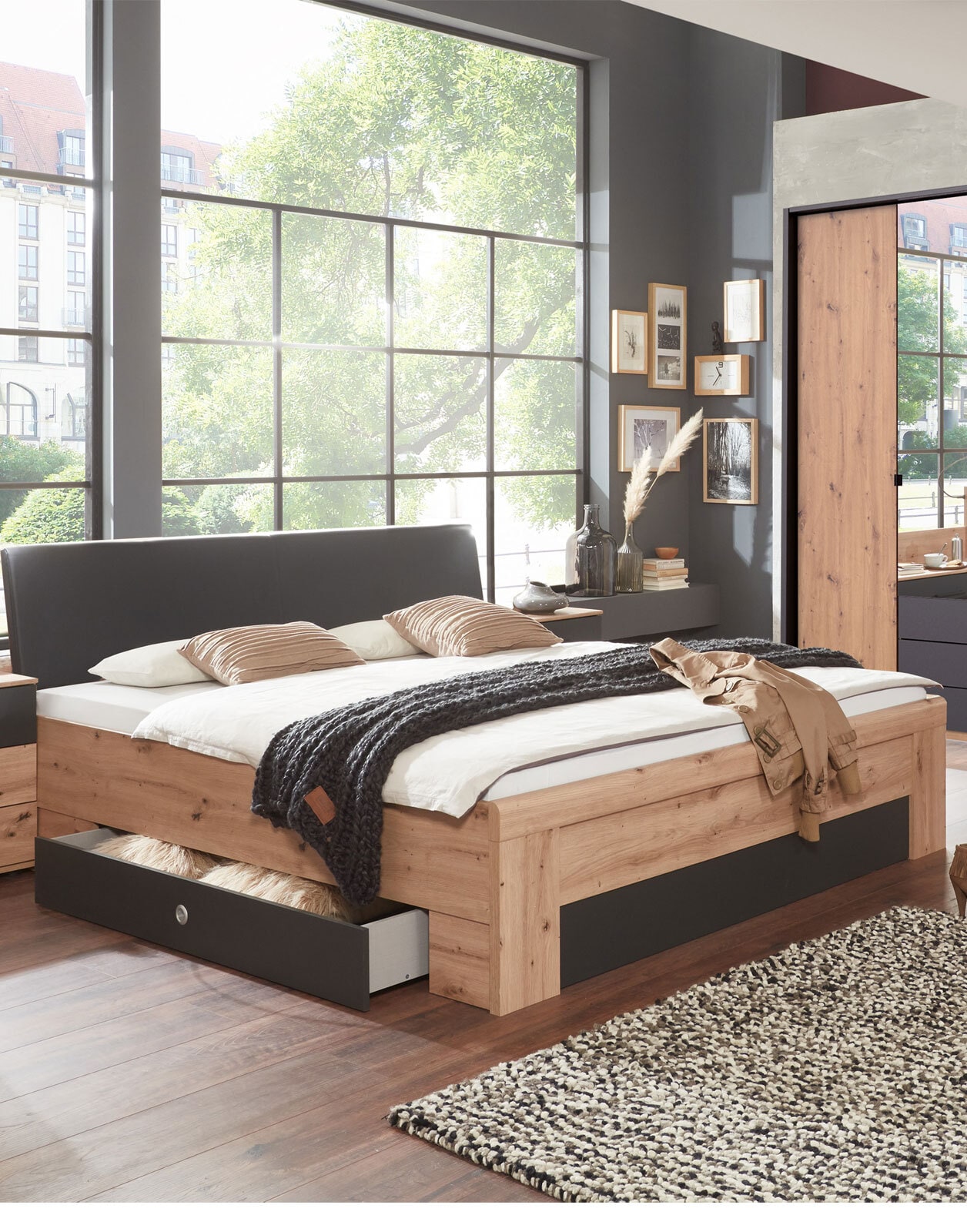Bettgestell Coventry Artisan Eiche Nachbildung 180 x 200 cm