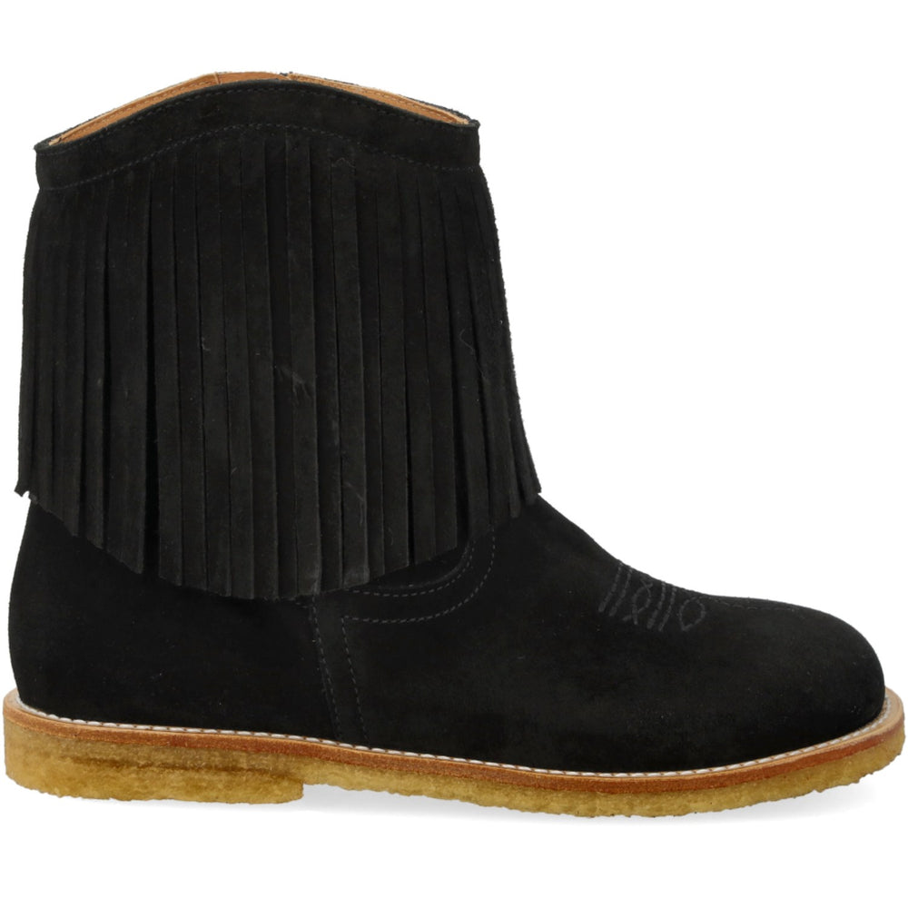 Køb Angulus Black Cowboystøvle Med Frynser Og Broderi