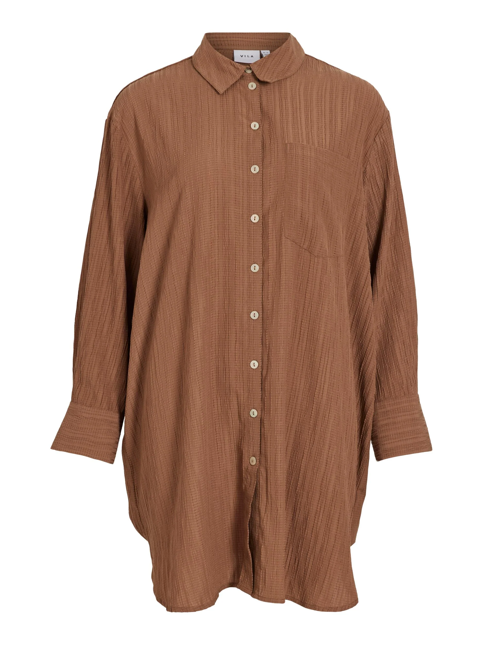 Vila  Vifrida l/s Oversized skjorte - Brown Lentil