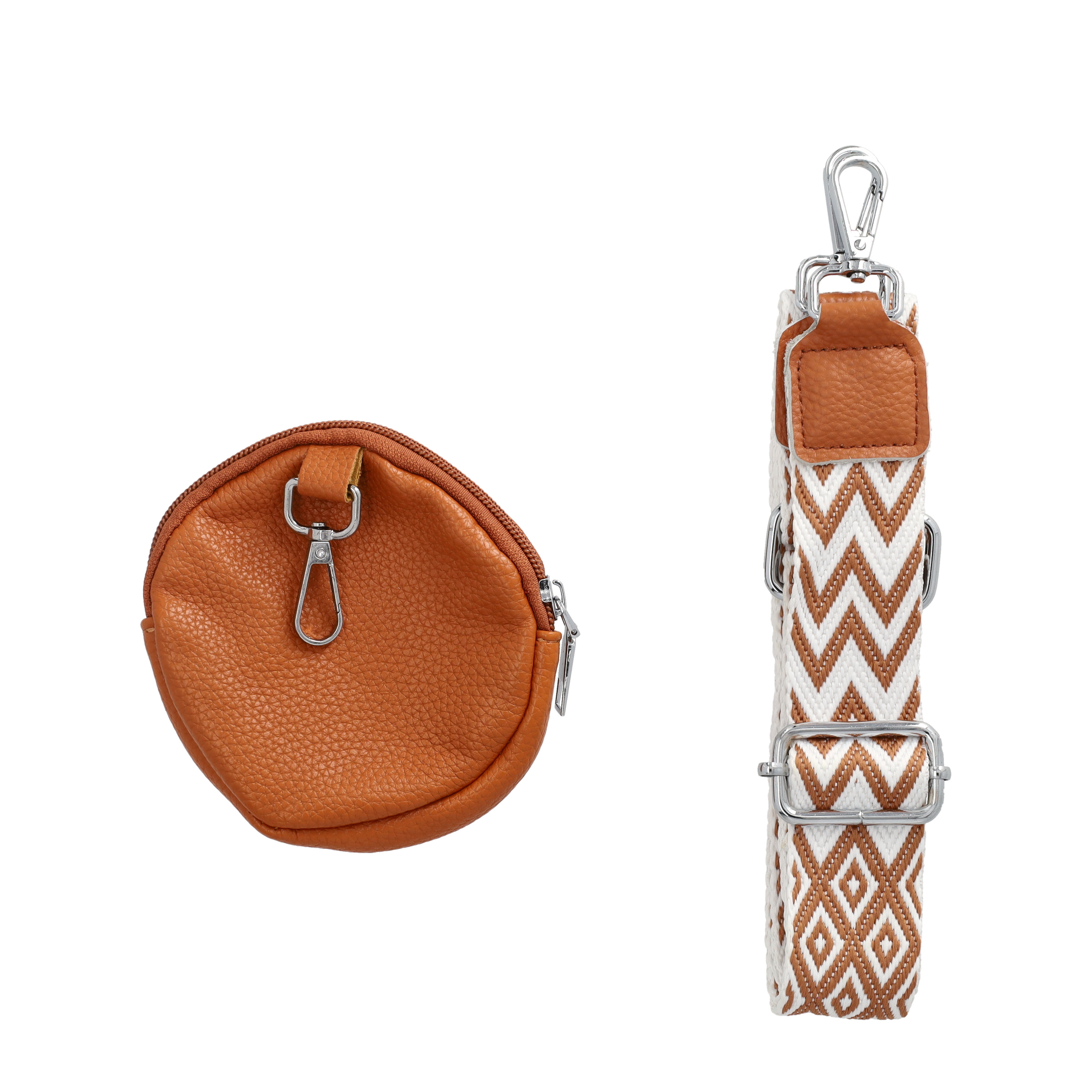 (25x15cm) Echtleder Schultertasche Fashion Crossbody Bag Bauchtasche mit Anhänger - Braun